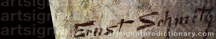 Authentic signature by Ernst SCHMITZ on  artwork
