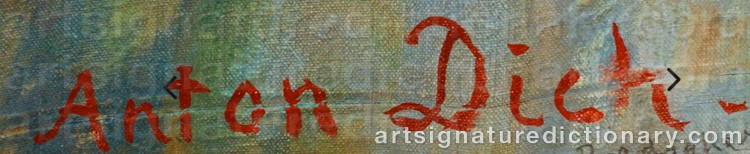Authentic signature by Anton DICH on Painting/Watercolour artwork