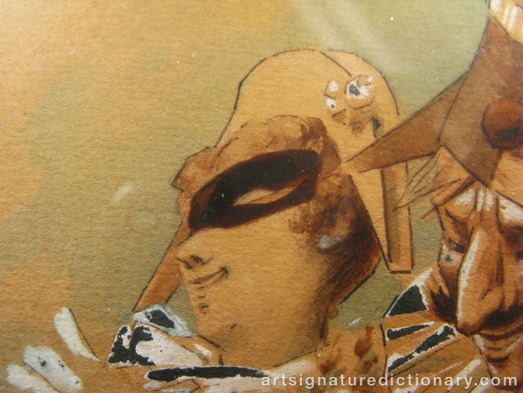 Close-up details showing Jules CHERET signature forgery characteristics