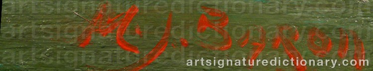 Authentic signature by M.j. BARON on  artwork