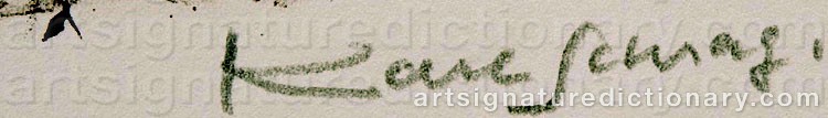 Authentic signature by Karl SCHRAG on  artwork