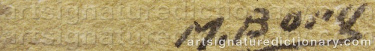 Authentic signature by M. BORG on artwork