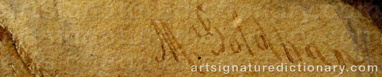Authentic signature by M. GOLDHAN on  artwork