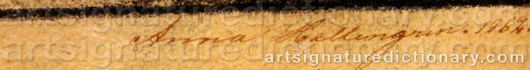 Authentic signature by Anna Agnilina HALLENGREN on artwork