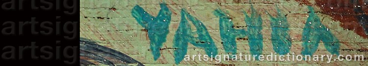 Authentic signature by Yahia TURKI on  artwork