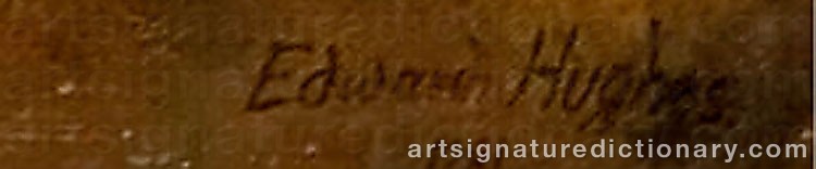 Authentic signature by Edward HUGHES on  artwork