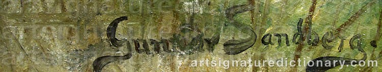 Authentic signature by Gunnar SANDBERG on  artwork