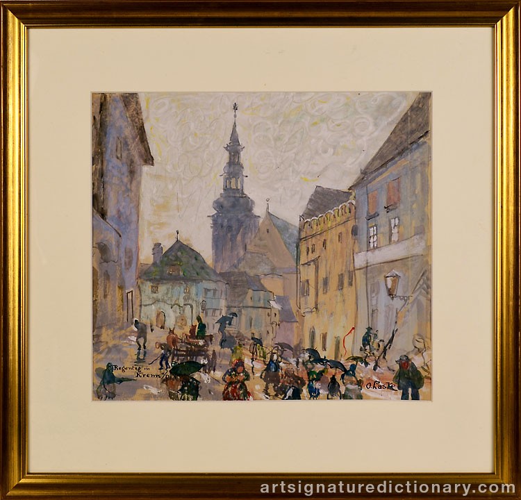 Close-up details showing Oskar LASKE signature forgery characteristics