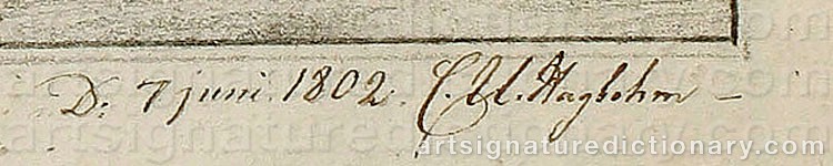 Authentic signature by Christina Ulrika HAGBOHM on artwork