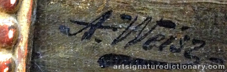 Authentic signature by Adolphe WEISZ on Painting/Watercolour artwork