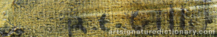 Authentic signature by Roger-Edgar GILLET on  artwork