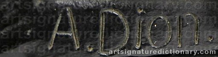 Authentic signature by Auguste Louis DION on Sculpture artwork