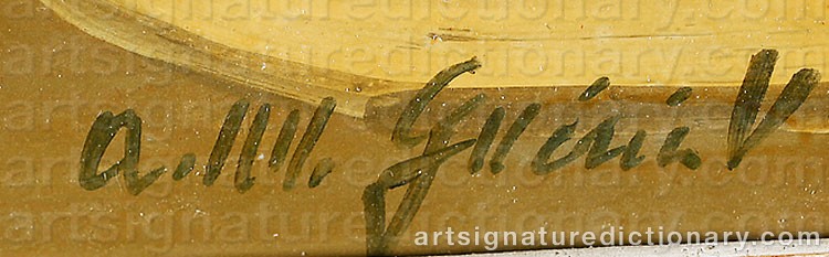 Authentic signature by Armand Marie GUÉRIN on  artwork