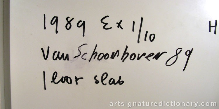 Close-up details showing Jan SCHOONHOVEN signature forgery characteristics