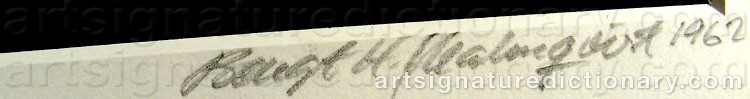 Authentic signature by Bengt H MALMQVIST on artwork