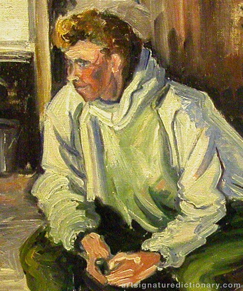 Close-up details showing Eric HALLSTRÖM signature forgery characteristics