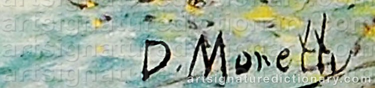Authentic signature by D. MORETT on artwork