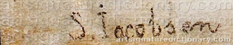 Authentic signature by Sophus JACOBSEN on artwork