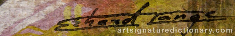 Authentic signature by Eihard LANGE on  artwork