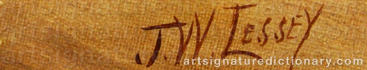 Authentic signature by Jw LESSEY on  artwork