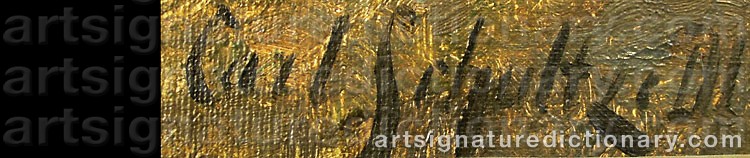 Authentic signature by Karl SCHULTZE on  artwork