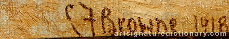 Authentic signature by Charles Francis BROWNE on  artwork
