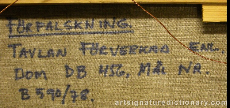 Close-up details showing Stellan MÖRNER signature forgery characteristics