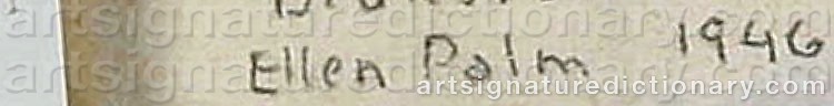 Authentic signature by Ellen PALM on  artwork