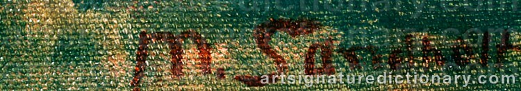 Authentic signature by Marie SANDHOLT on  artwork