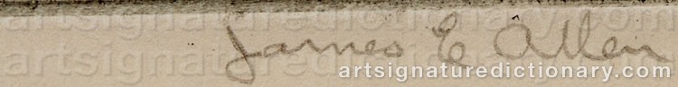 Authentic signature by James Edward ALLEN on  artwork