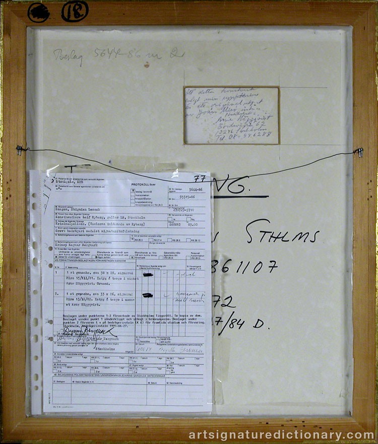 Close-up details showing Joan MIRO signature forgery characteristics