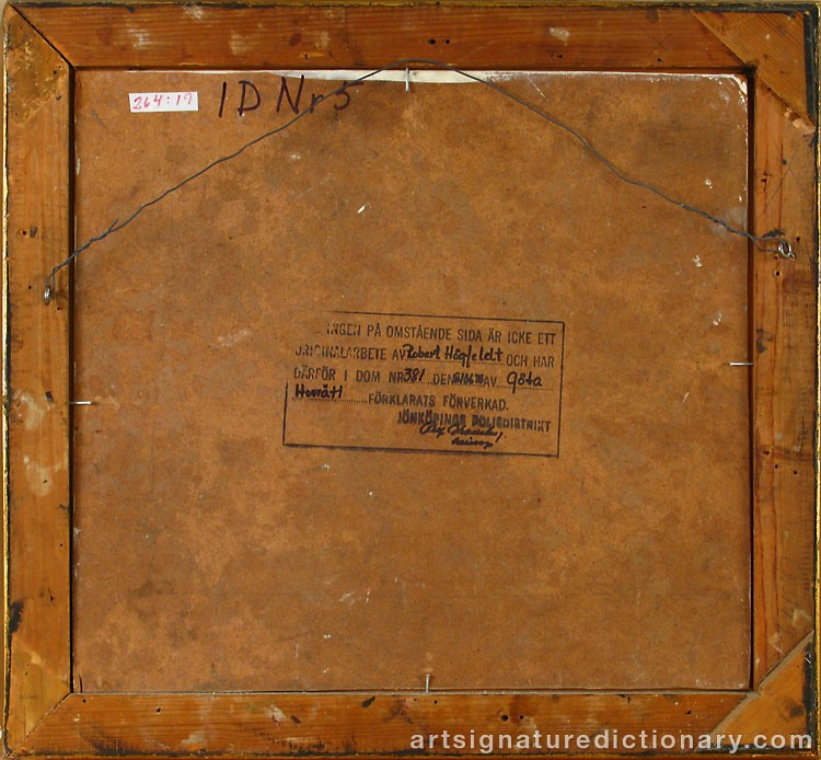 Close-up details showing Robert HÖGFELDT signature forgery characteristics