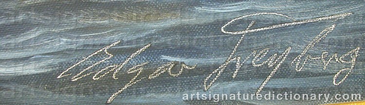 Authentic signature by Edgar FREYBERG on artwork