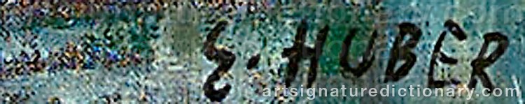 Authentic signature by Ernst HUBER on artwork