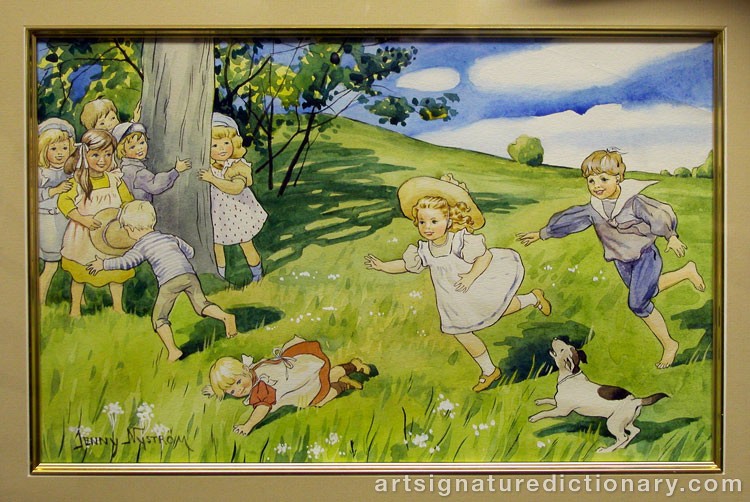 Close-up details showing Jenny NYSTRÖM signature forgery characteristics