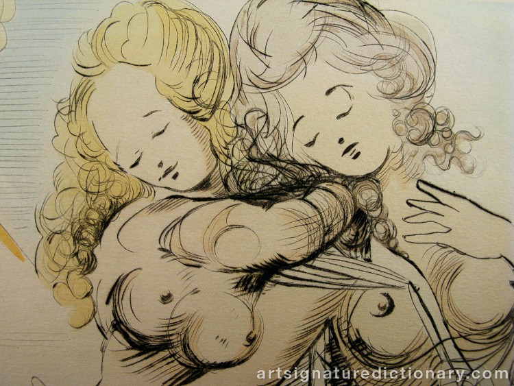 Close-up details showing Salvador DALI signature forgery characteristics