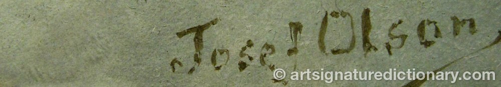 Authentic signature by Josef Fredrik OLSON on  artwork