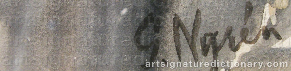 Authentic signature by Gösta NYRÉN on  artwork