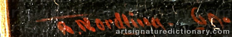 Authentic signature by Adolf NORDLING on artwork