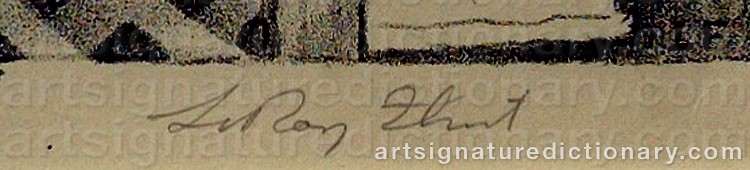 Authentic signature by Leroy Walter FLINT on  artwork
