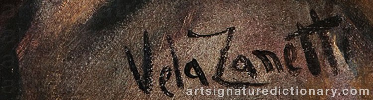 Authentic signature by José VELA ZANETTI on  artwork
