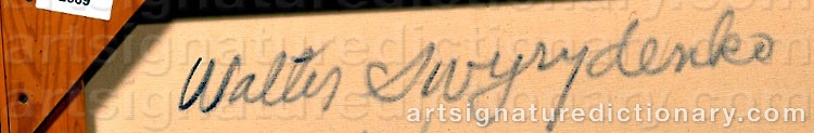 Authentic signature by Walter SWYRYDENKO on  artwork