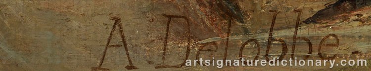 Authentic signature by Francois Albert DELOBBE on  artwork