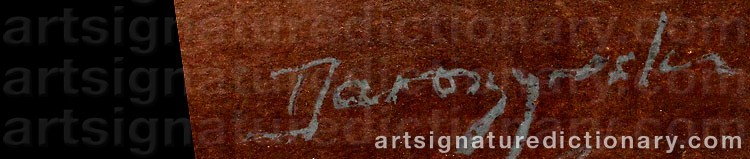 Authentic signature by Tadeusz JAROSZYNSKI on  artwork