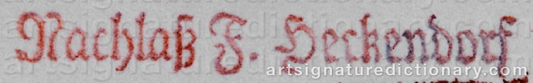 Authentic signature by Franz HECKENDORF on  artwork