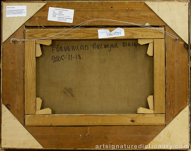 Close-up details showing Frits THAULOW signature forgery characteristics