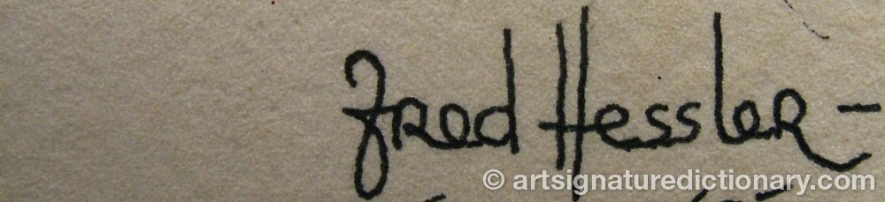 Authentic signature by Fred HESSLER on artwork