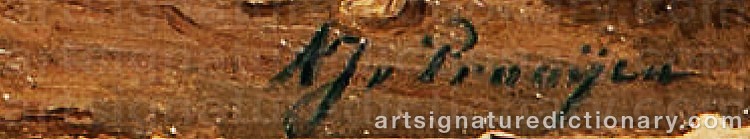 Authentic signature by Albert Jurardus VAN PROOYEN on  artwork