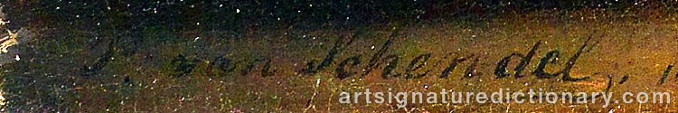 Authentic signature by Petrus Van SCHENDEL on Painting/Watercolour artwork
