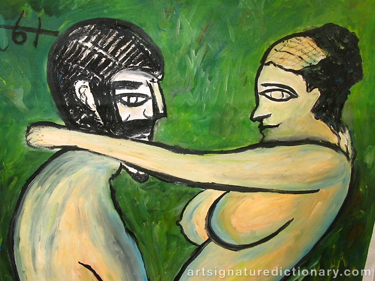 Close-up details showing Francis Newton SOUZA signature forgery characteristics